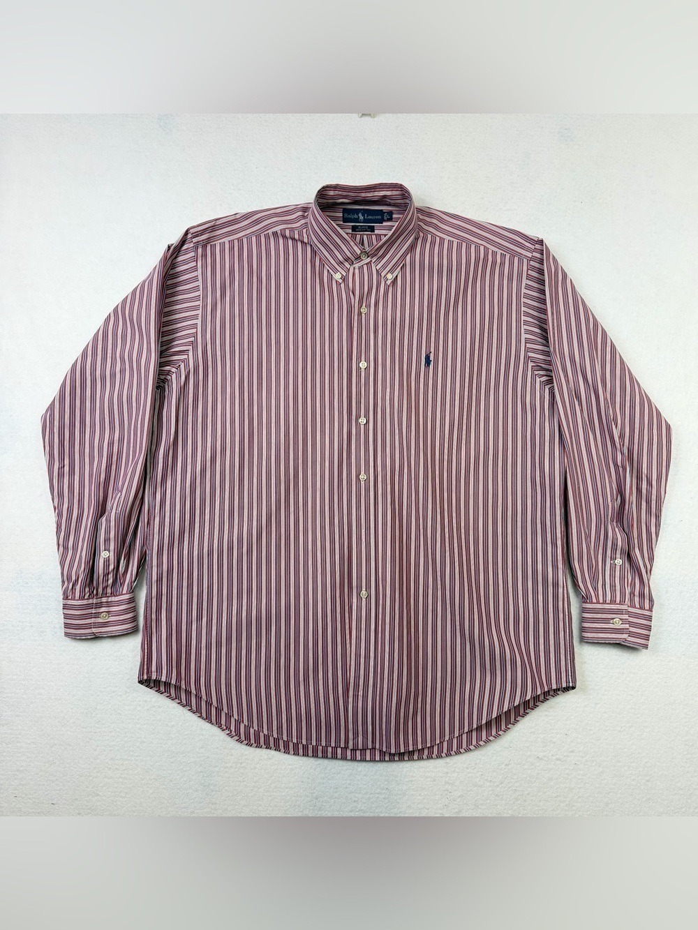 Ralph Lauren Blake Button Down Striped Shirt Large Pony Classic Fit Preppy Red